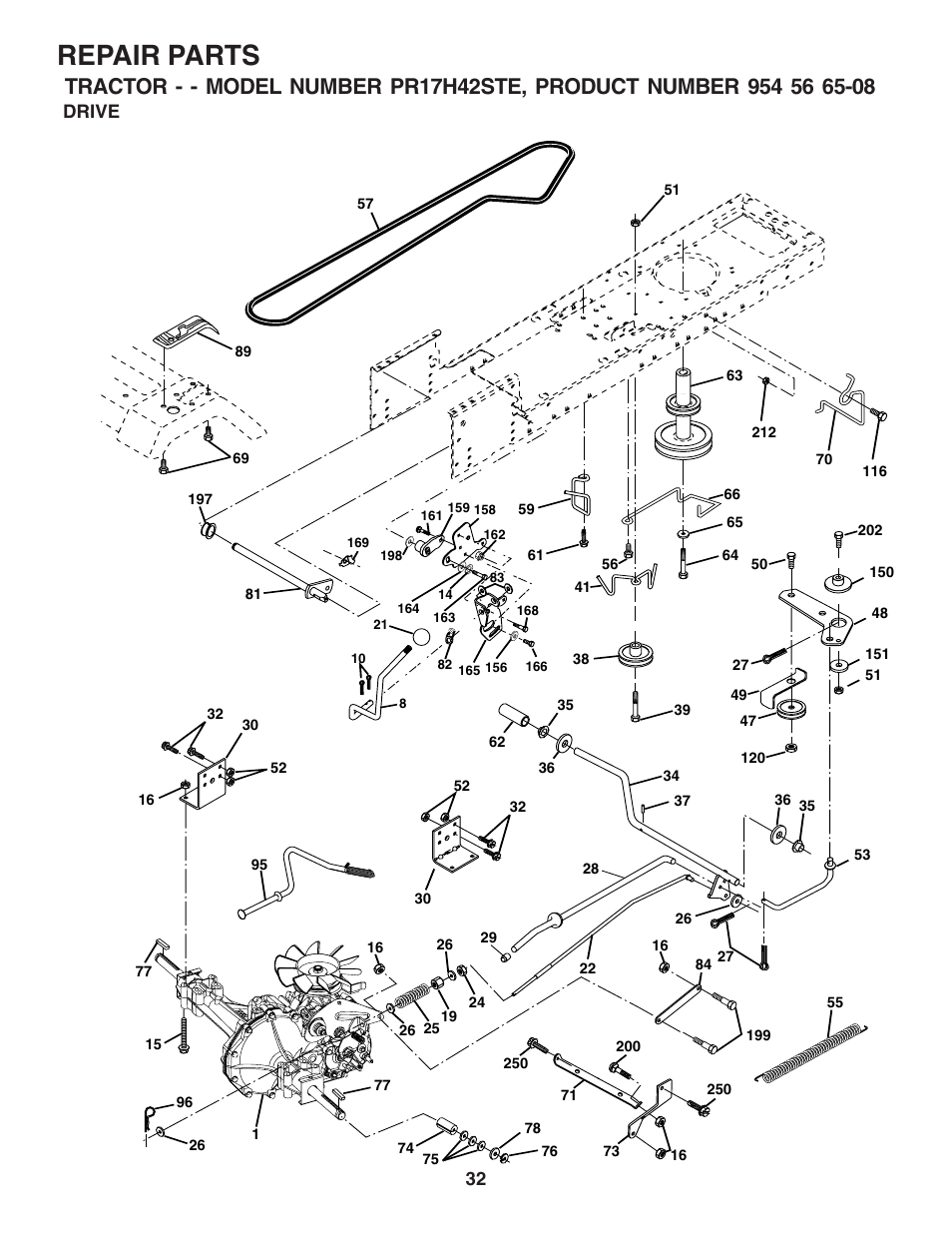 Repair parts, Drive | Poulan 182705 User Manual | Page 32 / 48