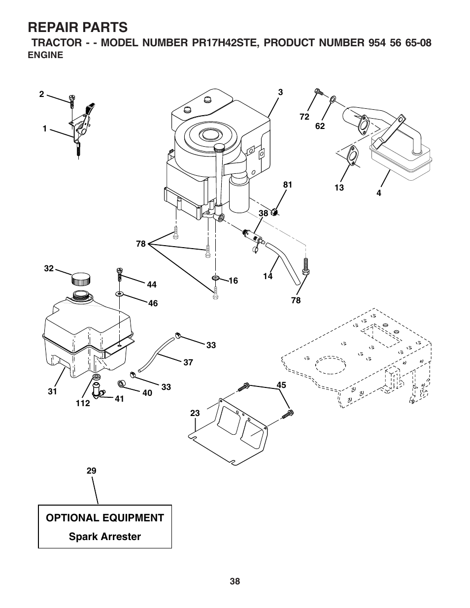 Repair parts | Poulan 182705 User Manual | Page 38 / 48