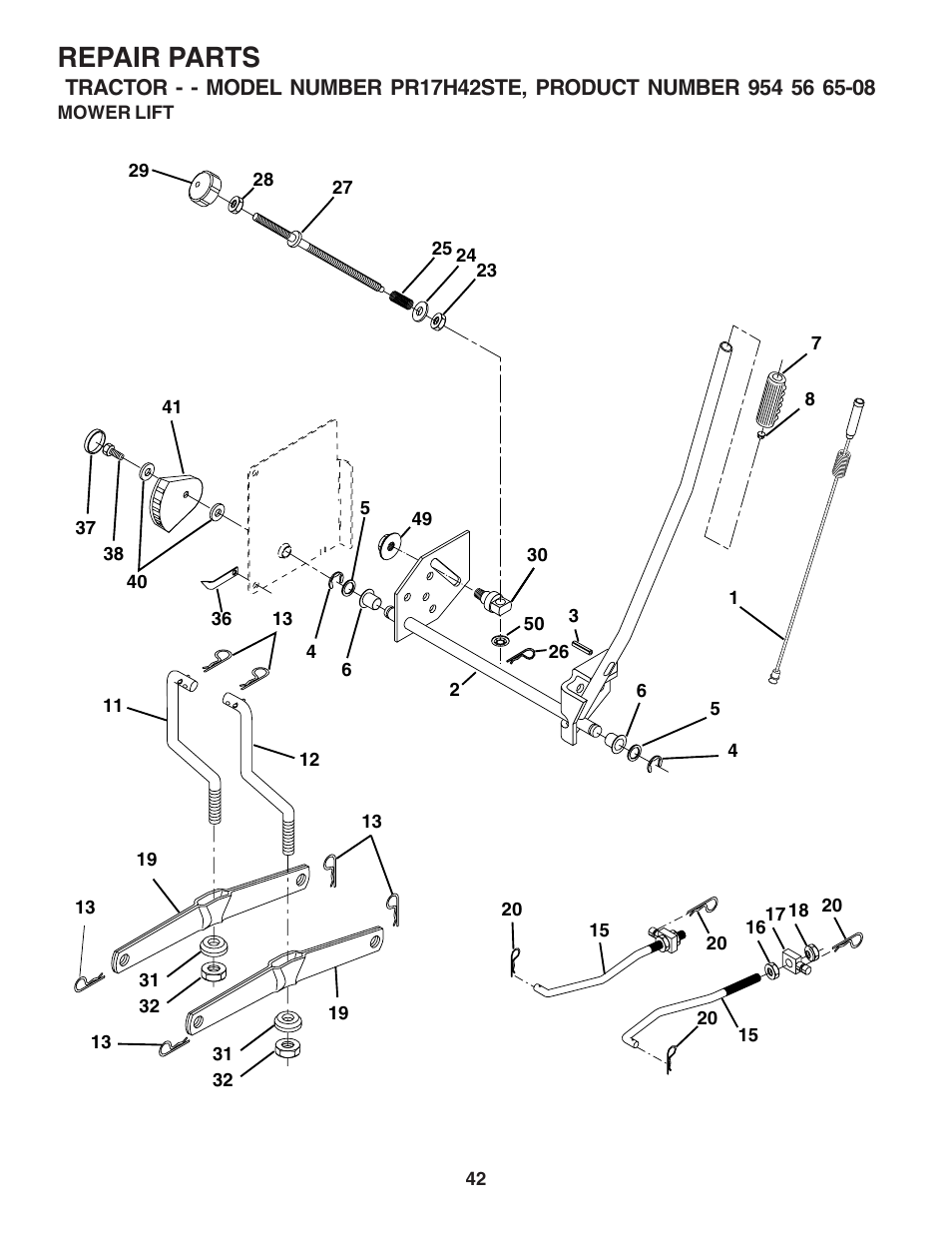 Repair parts | Poulan 182705 User Manual | Page 42 / 48