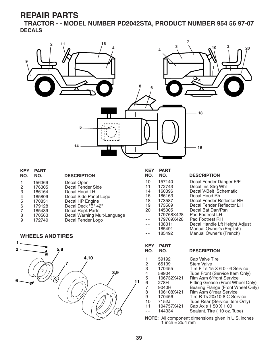 Repair parts | Poulan 185491 User Manual | Page 39 / 48