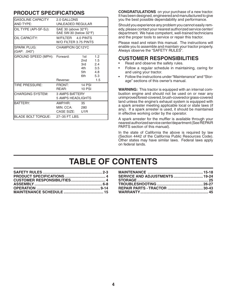 Poulan 185491 User Manual | Page 4 / 48