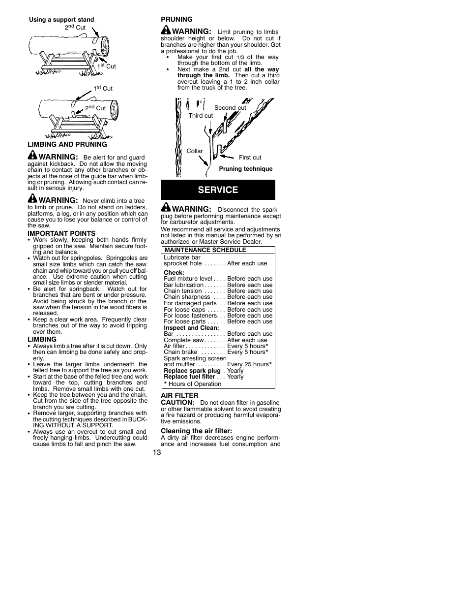 Service | Poulan 2150 User Manual | Page 13 / 17