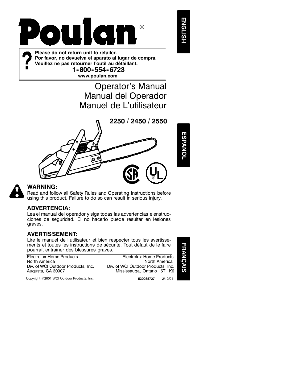 Poulan 2001-02 User Manual | 17 pages