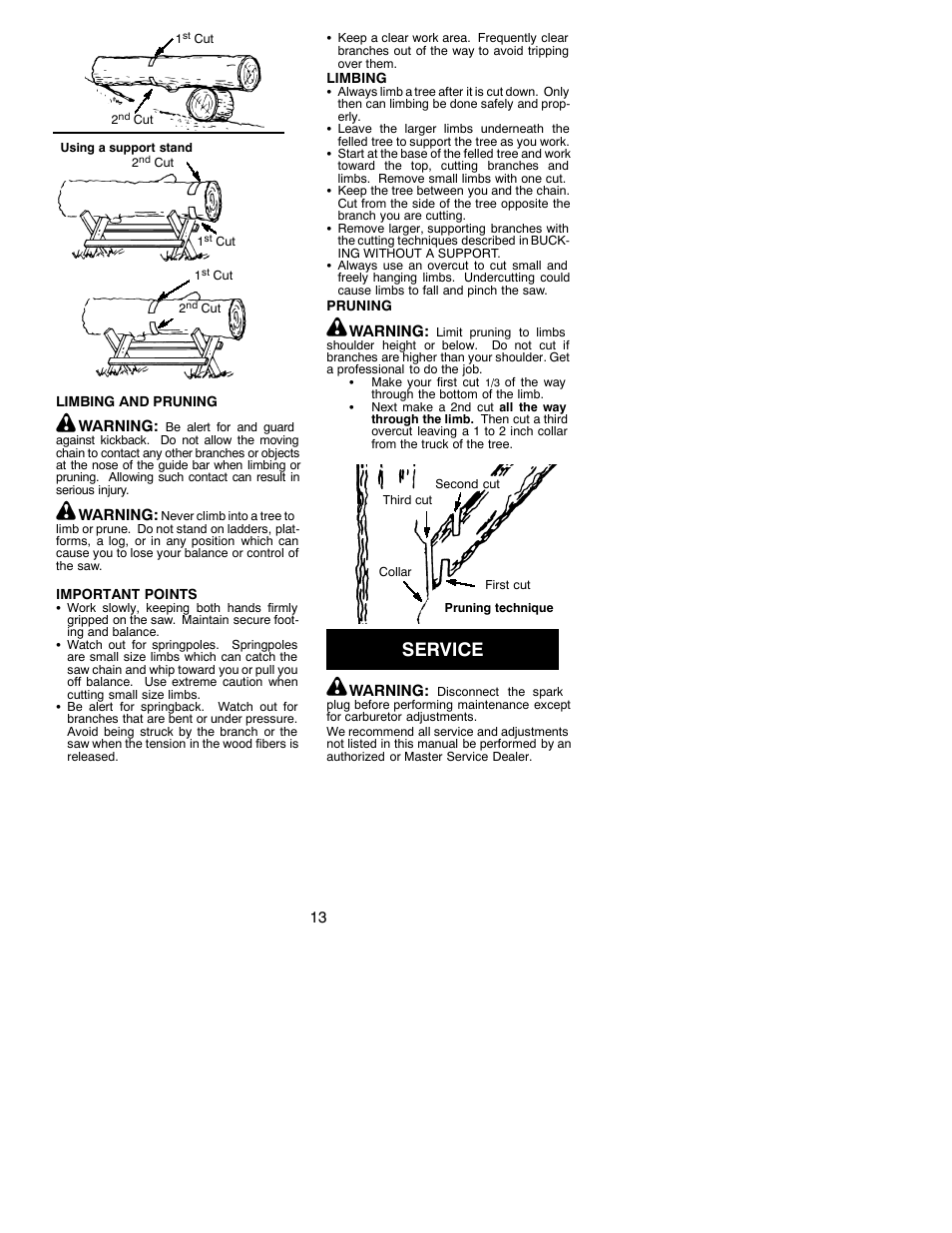 Service | Poulan 2001-02 User Manual | Page 13 / 17