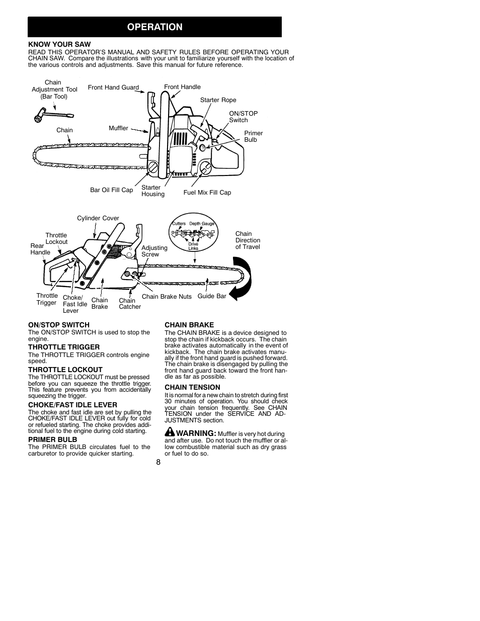 Operation | Poulan 2001-02 User Manual | Page 8 / 17