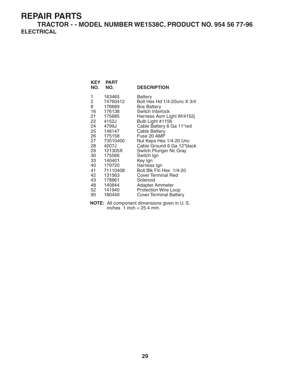 Repair parts | Poulan WE1538C User Manual | Page 29 / 48