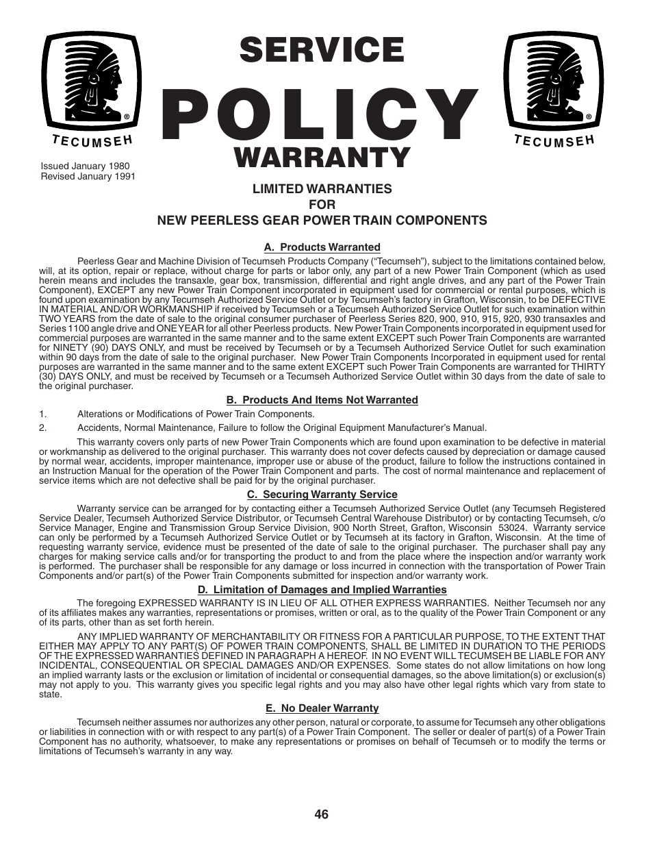 Service, Warranty | Poulan WE1538C User Manual | Page 46 / 48