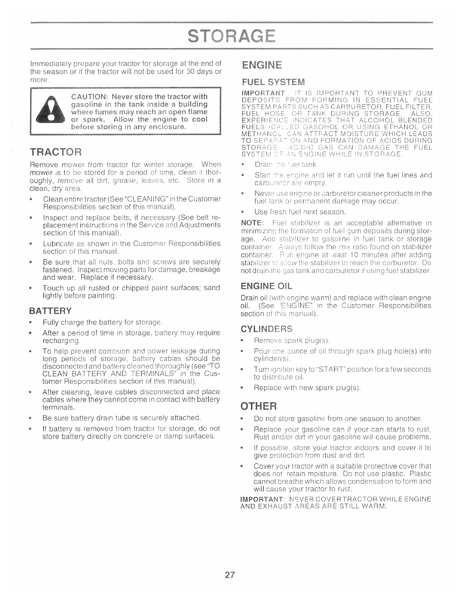 Tp4cp a, Battery, Engine oil | Cylinf/t c | Poulan 159515 User Manual | Page 27 / 50