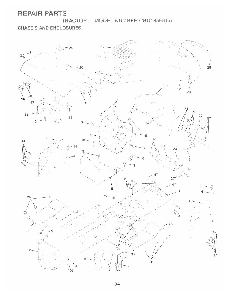 I ’a, Repair parts, Trai | Poulan 159515 User Manual | Page 34 / 50