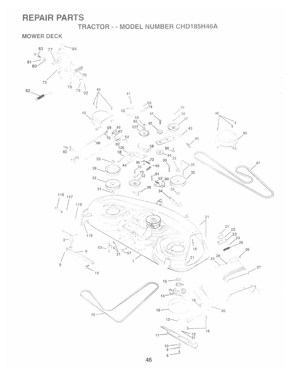Repair parts, Tractor | Poulan 159515 User Manual | Page 44 / 50