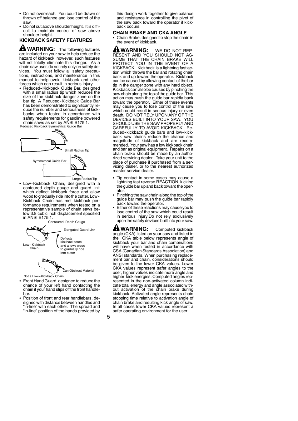 Warning | Poulan PP4620AVHD User Manual | Page 5 / 18