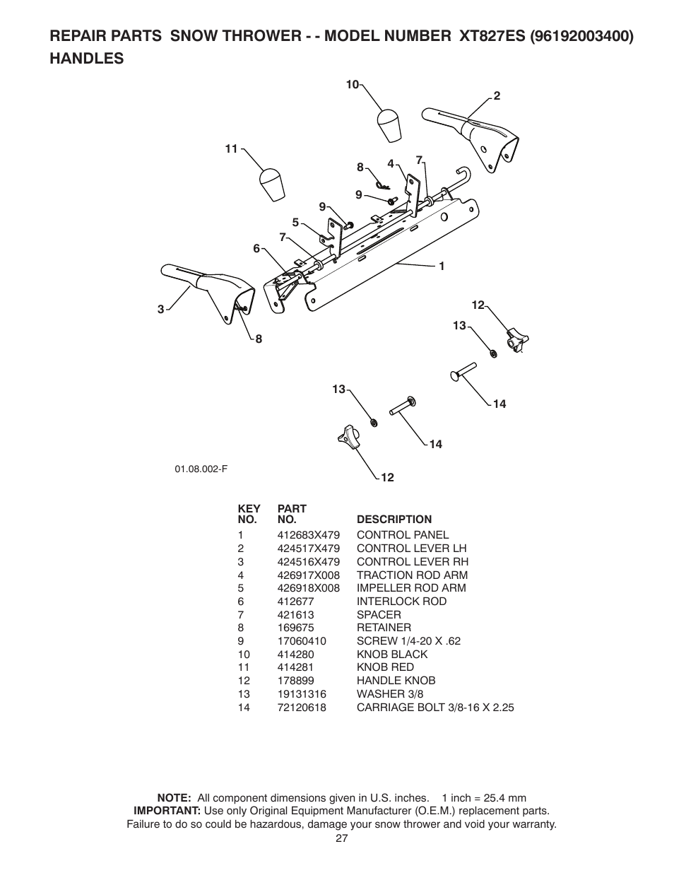 Poulan Pro XT827ES SNOW THROWER User Manual | Page 27 / 40