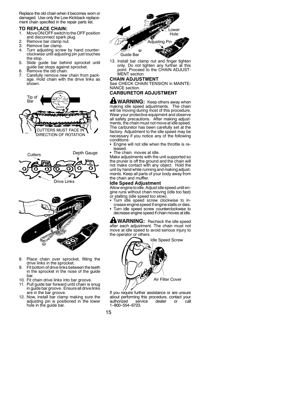 Warning | Poulan Pro PP258TP User Manual | Page 15 / 19