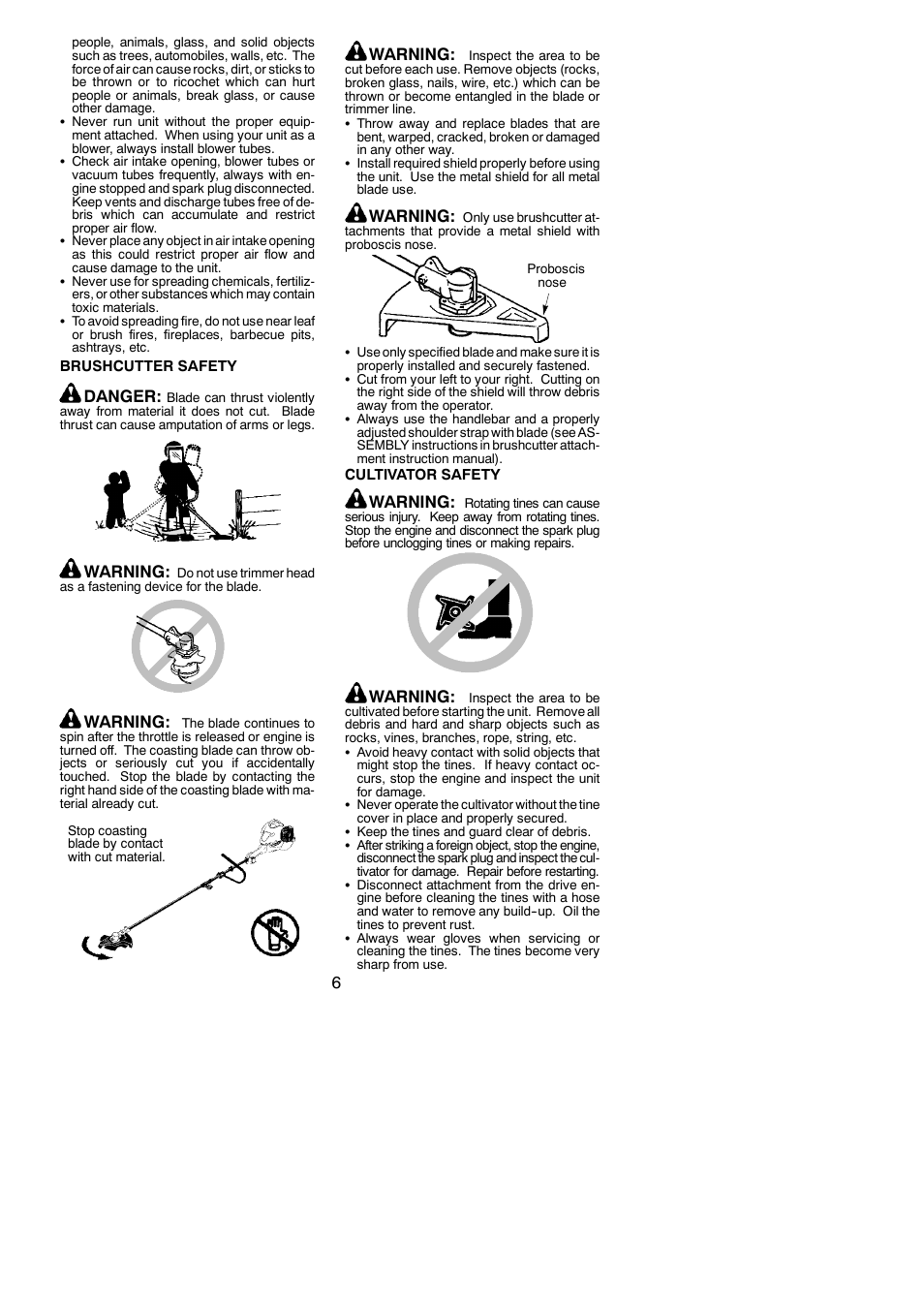 Danger, Warning | Poulan Pro PP258TP User Manual | Page 6 / 19