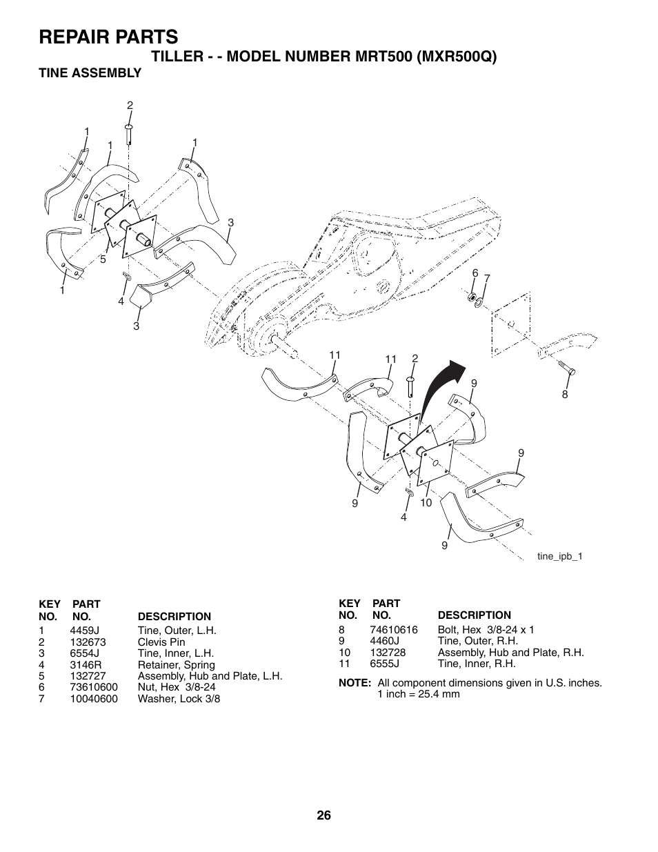 Repair parts | Poulan MRT500 User Manual | Page 26 / 28