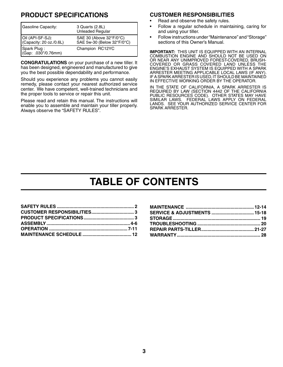 Poulan MRT500 User Manual | Page 3 / 28