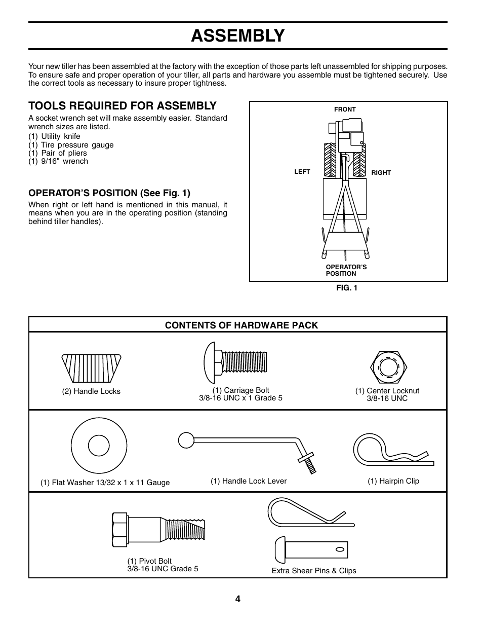 Assembly, Tools required for assembly | Poulan MRT500 User Manual | Page 4 / 28