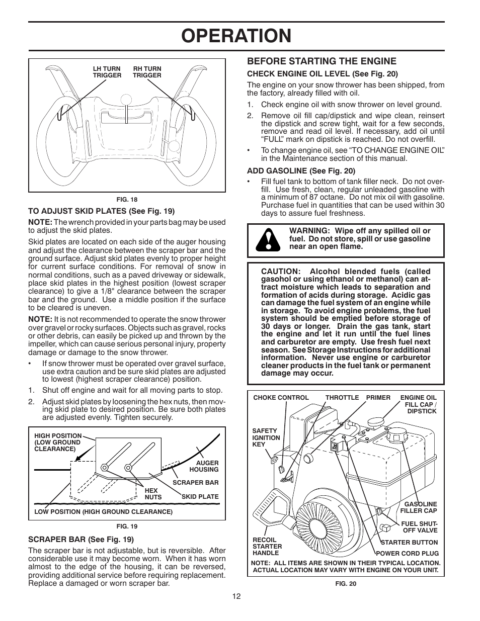 Operation, Before starting the engine | Poulan 96194000601 User Manual | Page 12 / 52