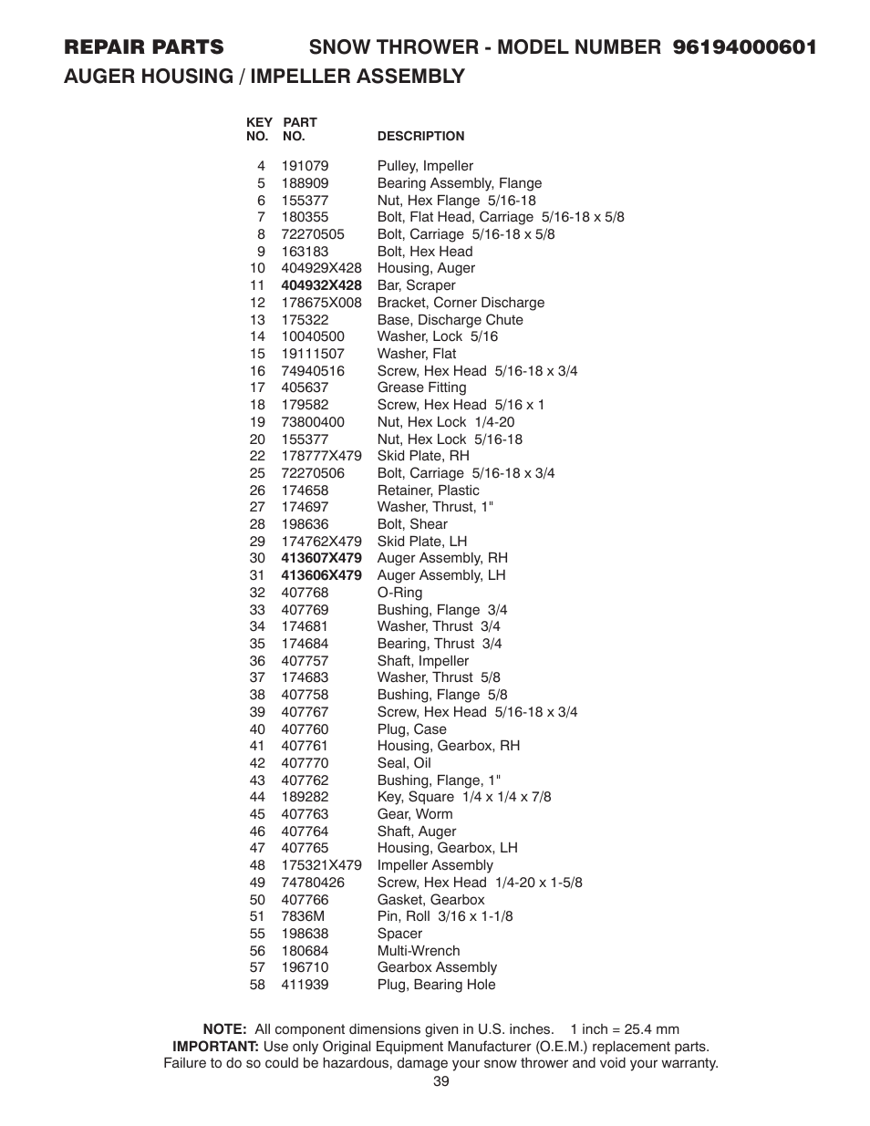 Poulan 96194000601 User Manual | Page 39 / 52