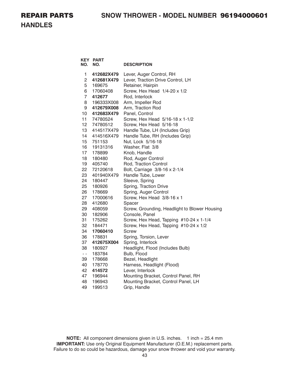 Poulan 96194000601 User Manual | Page 43 / 52