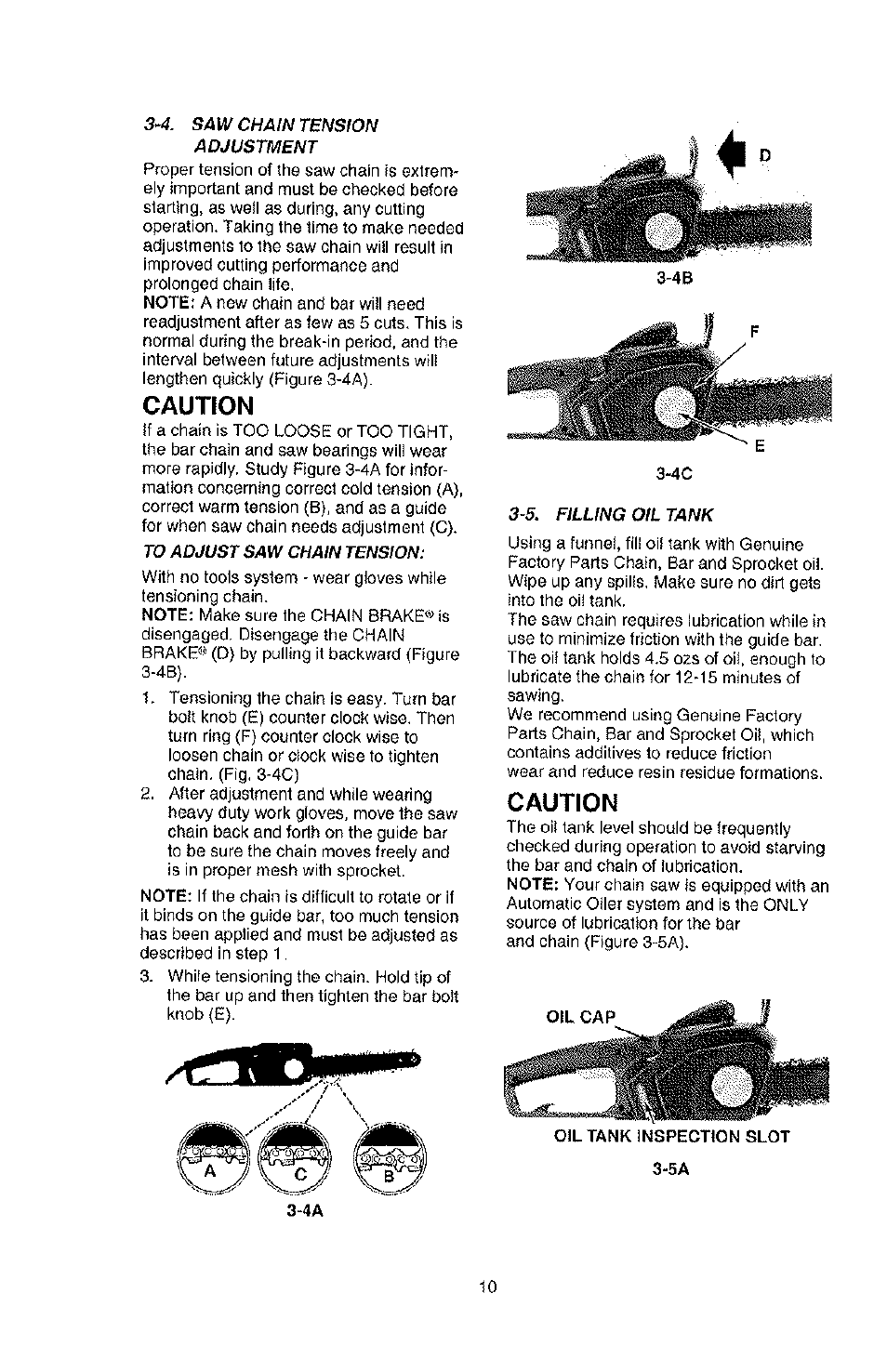 Caution | Poulan PLN3516F User Manual | Page 10 / 18