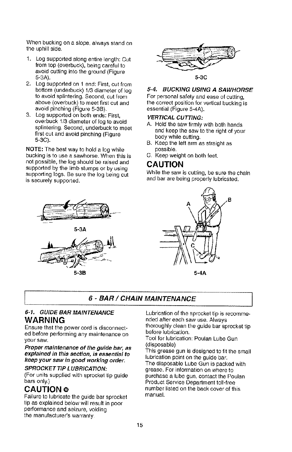 Caution, Warning | Poulan PLN3516F User Manual | Page 15 / 18