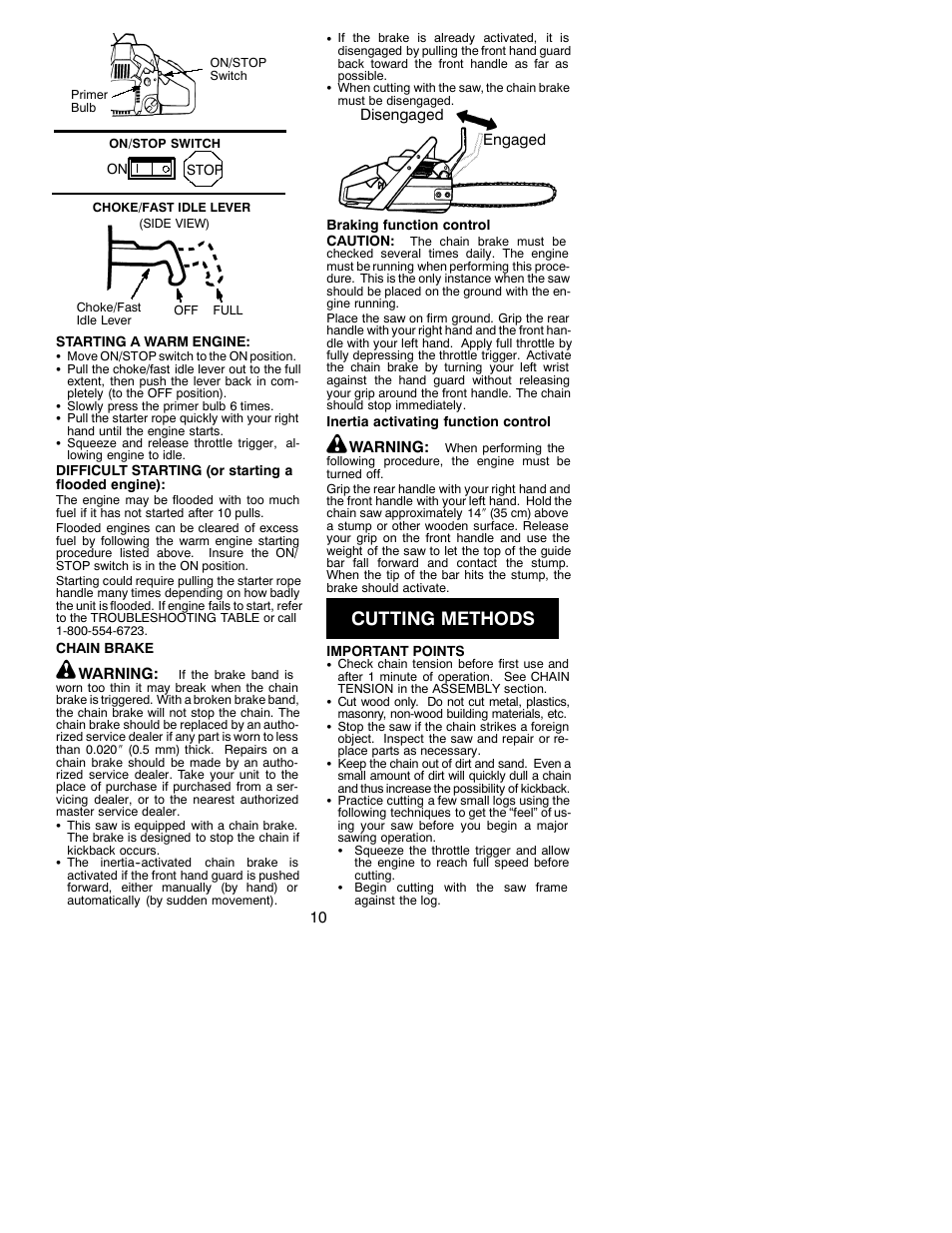 Cutting methods | Poulan 2002-04 User Manual | Page 10 / 18