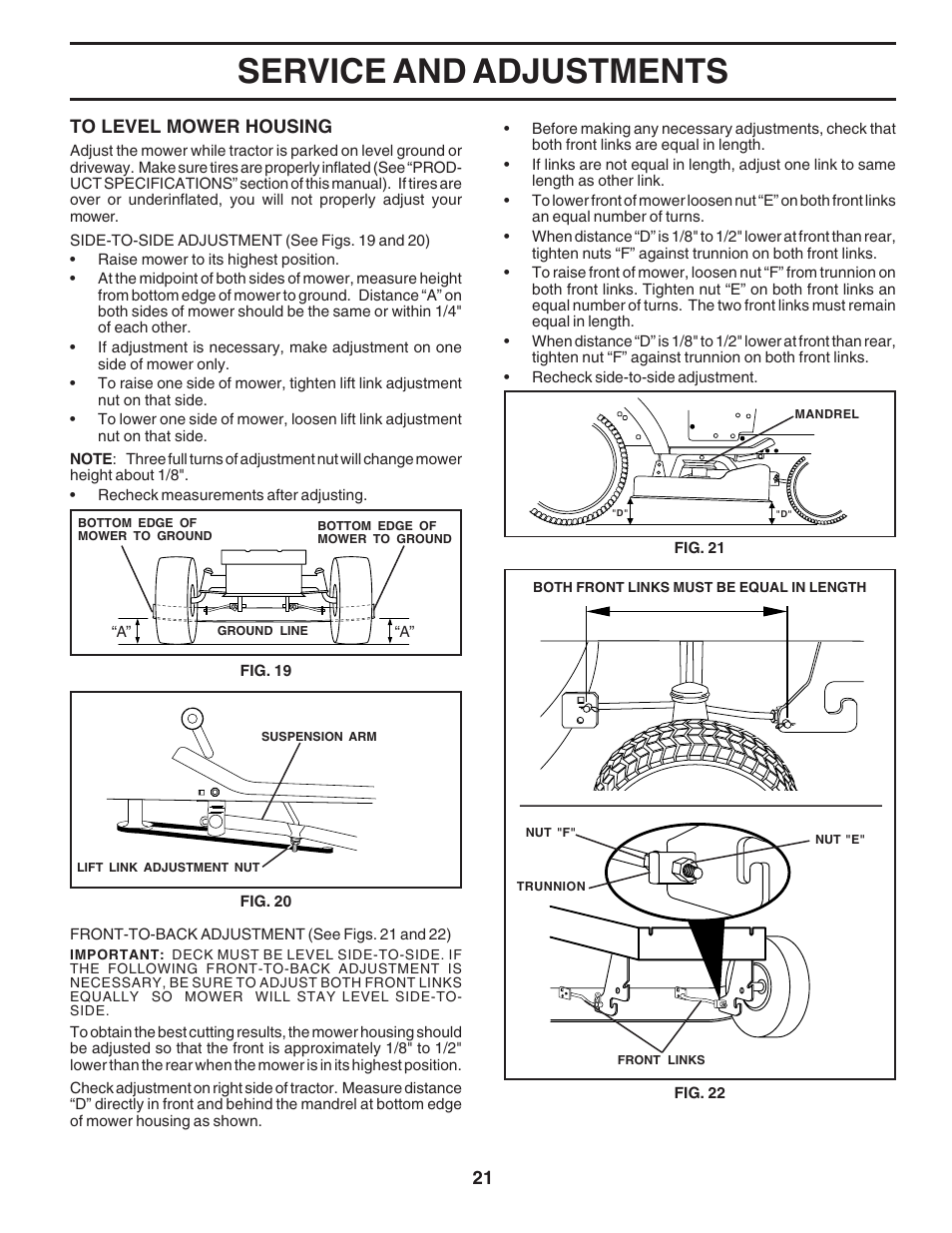 Service and adjustments | Poulan 183371 User Manual | Page 21 / 48