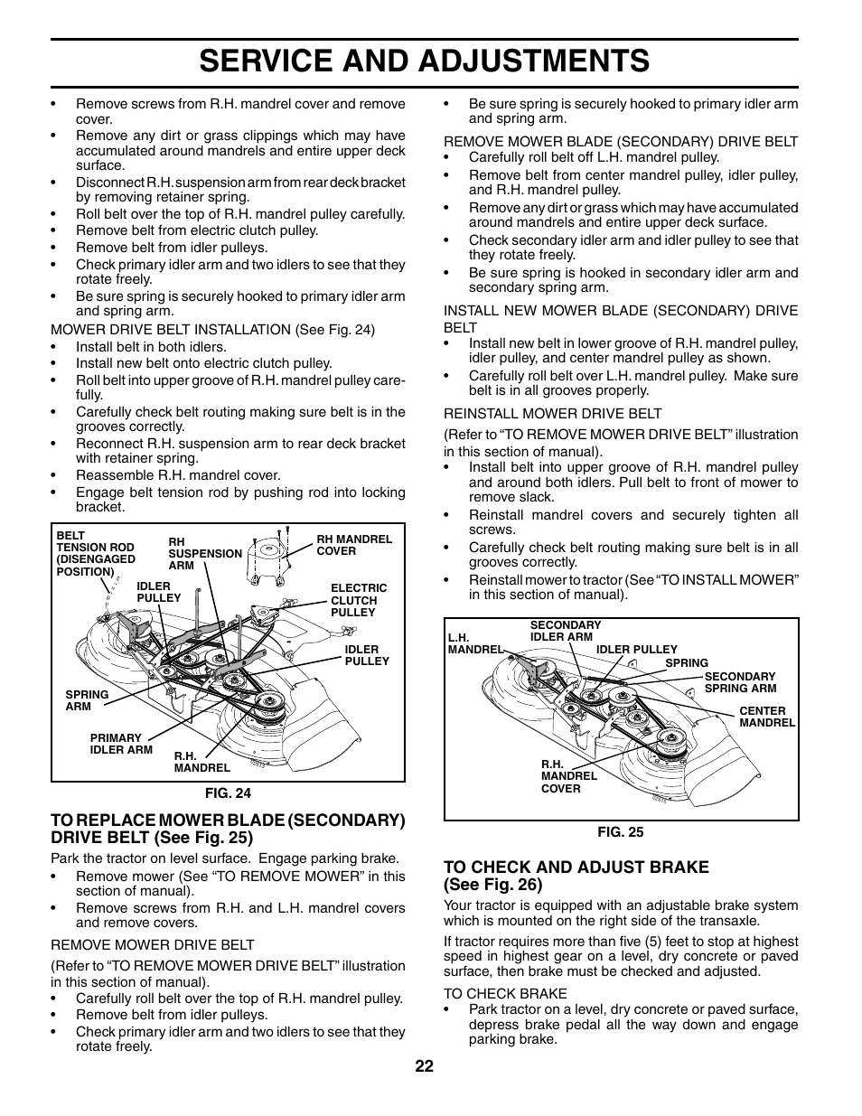 Service and adjustments | Poulan 185498 User Manual | Page 22 / 48