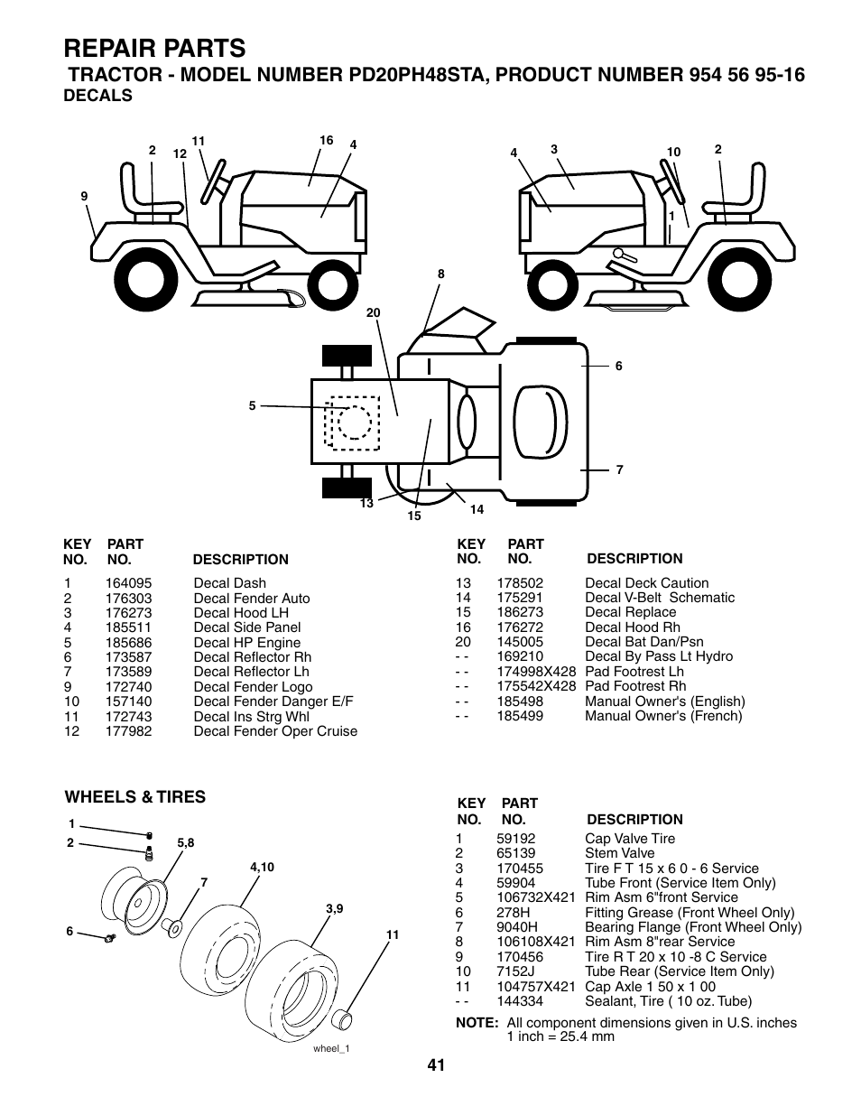Repair parts | Poulan 185498 User Manual | Page 41 / 48