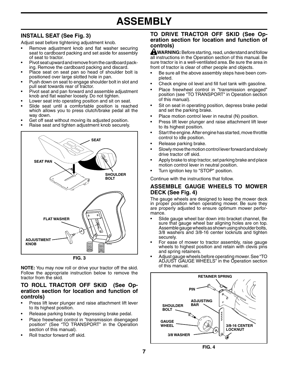Assembly | Poulan 185498 User Manual | Page 7 / 48