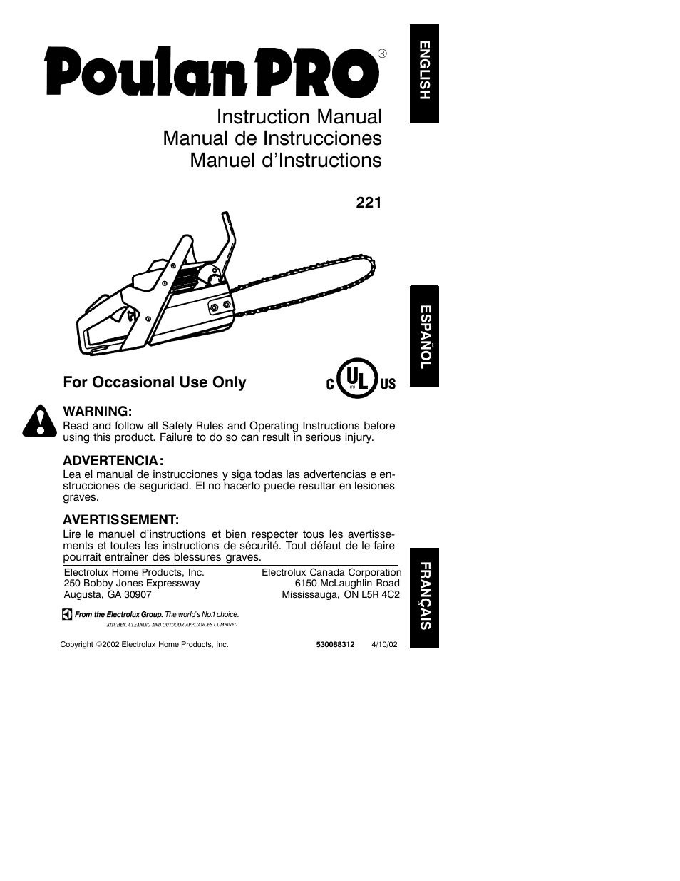 Poulan 530088312 User Manual | 17 pages