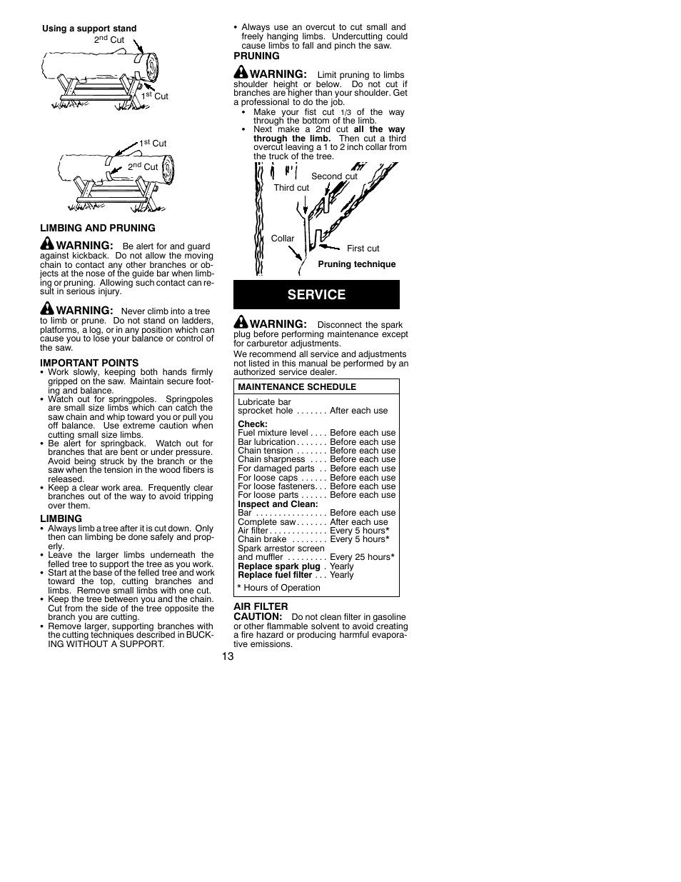 Service | Poulan 530088312 User Manual | Page 13 / 17