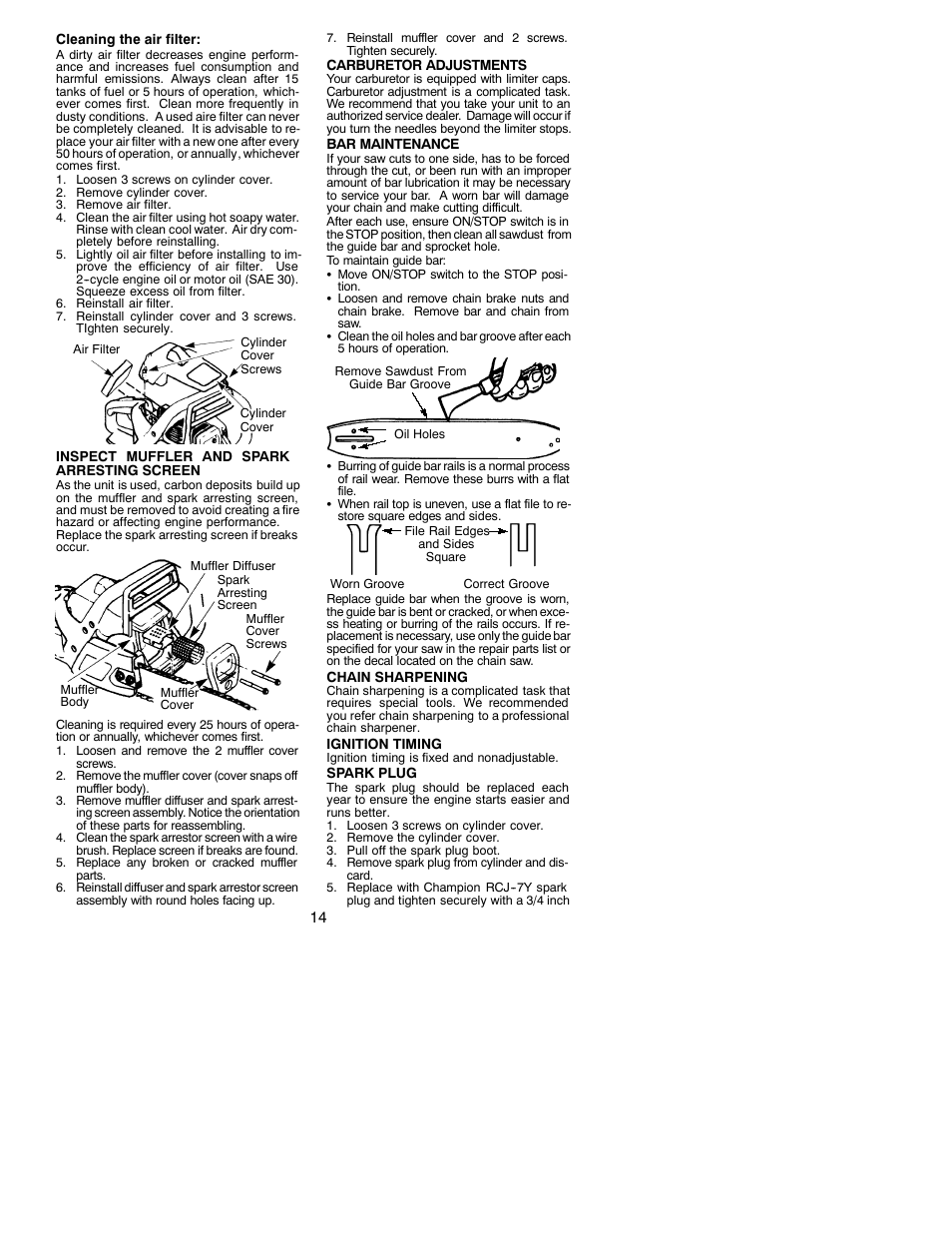 Poulan 530088312 User Manual | Page 14 / 17