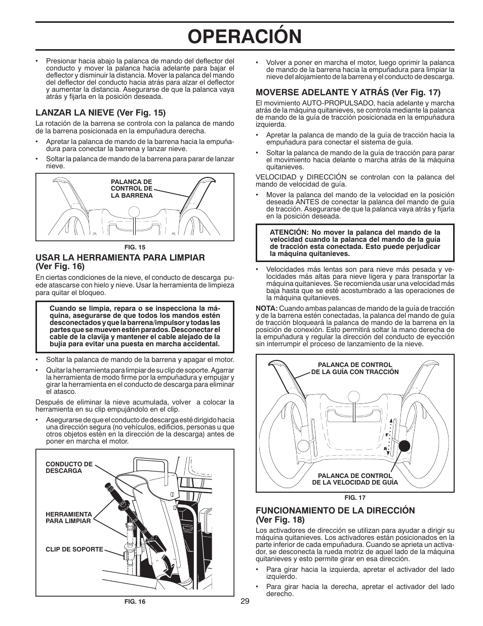 Operación | Poulan 96194000600 User Manual | Page 29 / 52