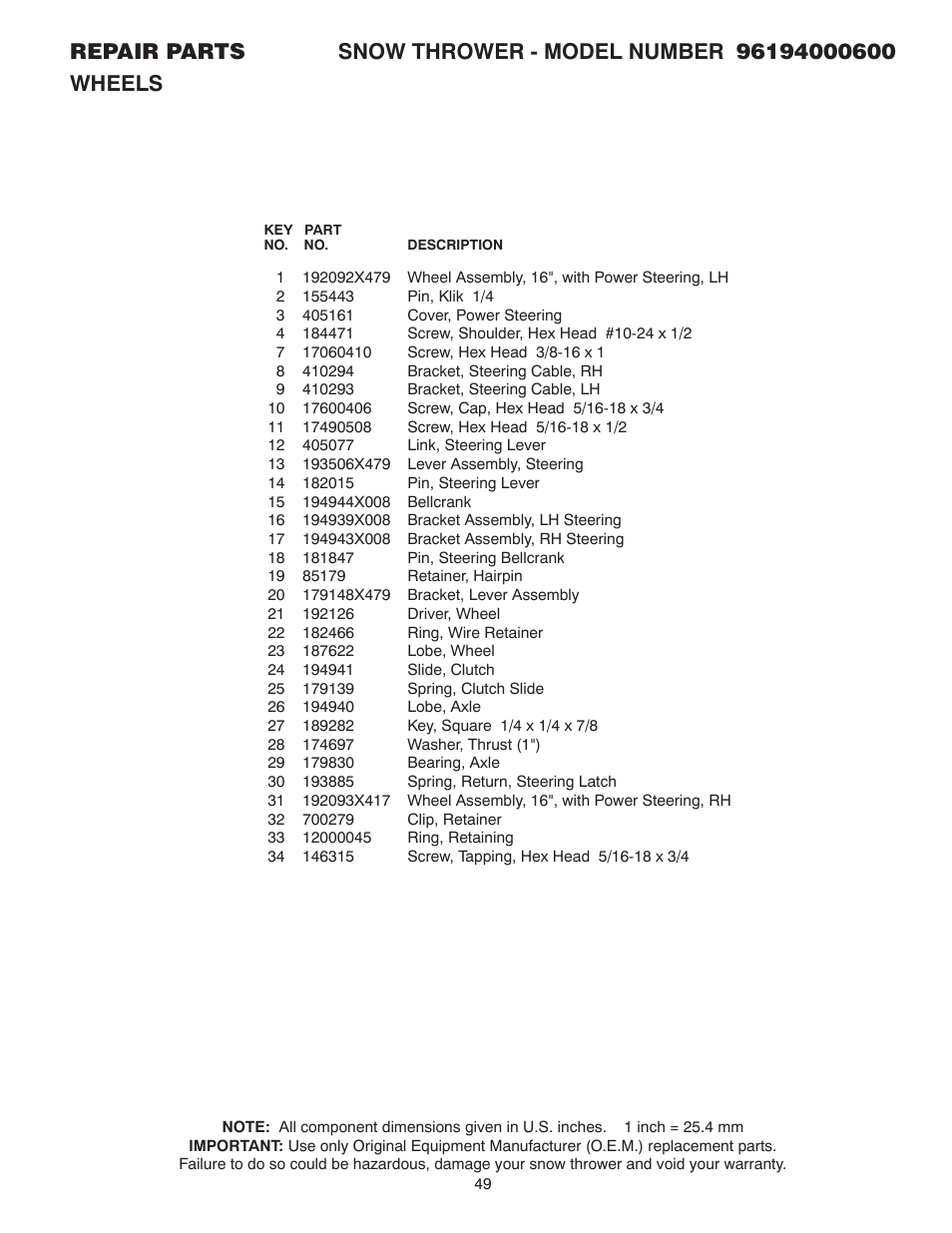 Poulan 96194000600 User Manual | Page 49 / 52