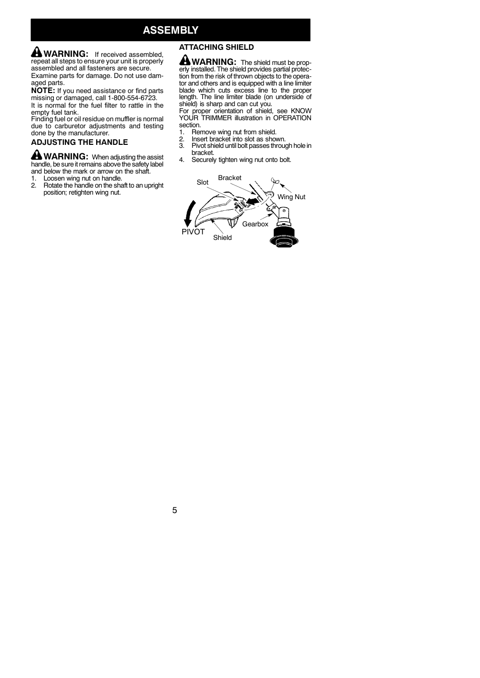 Assembly | Poulan 952711931 User Manual | Page 5 / 14