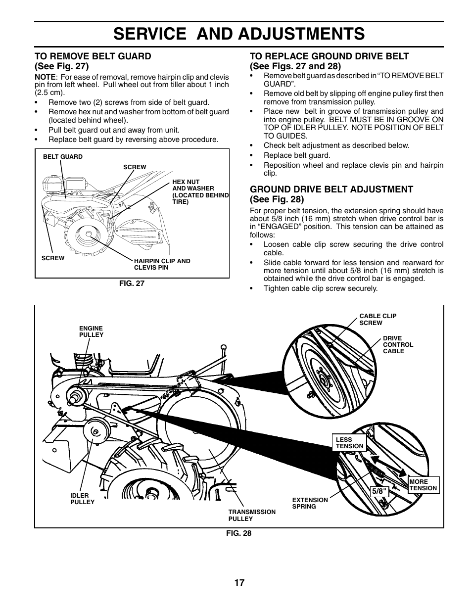 Service and adjustments | Poulan HDR500L User Manual | Page 17 / 28