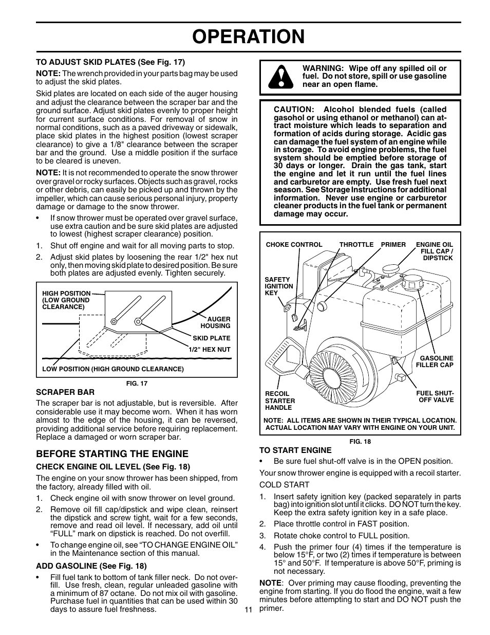 Operation, Before starting the engine | Poulan 199350 User Manual | Page 11 / 20