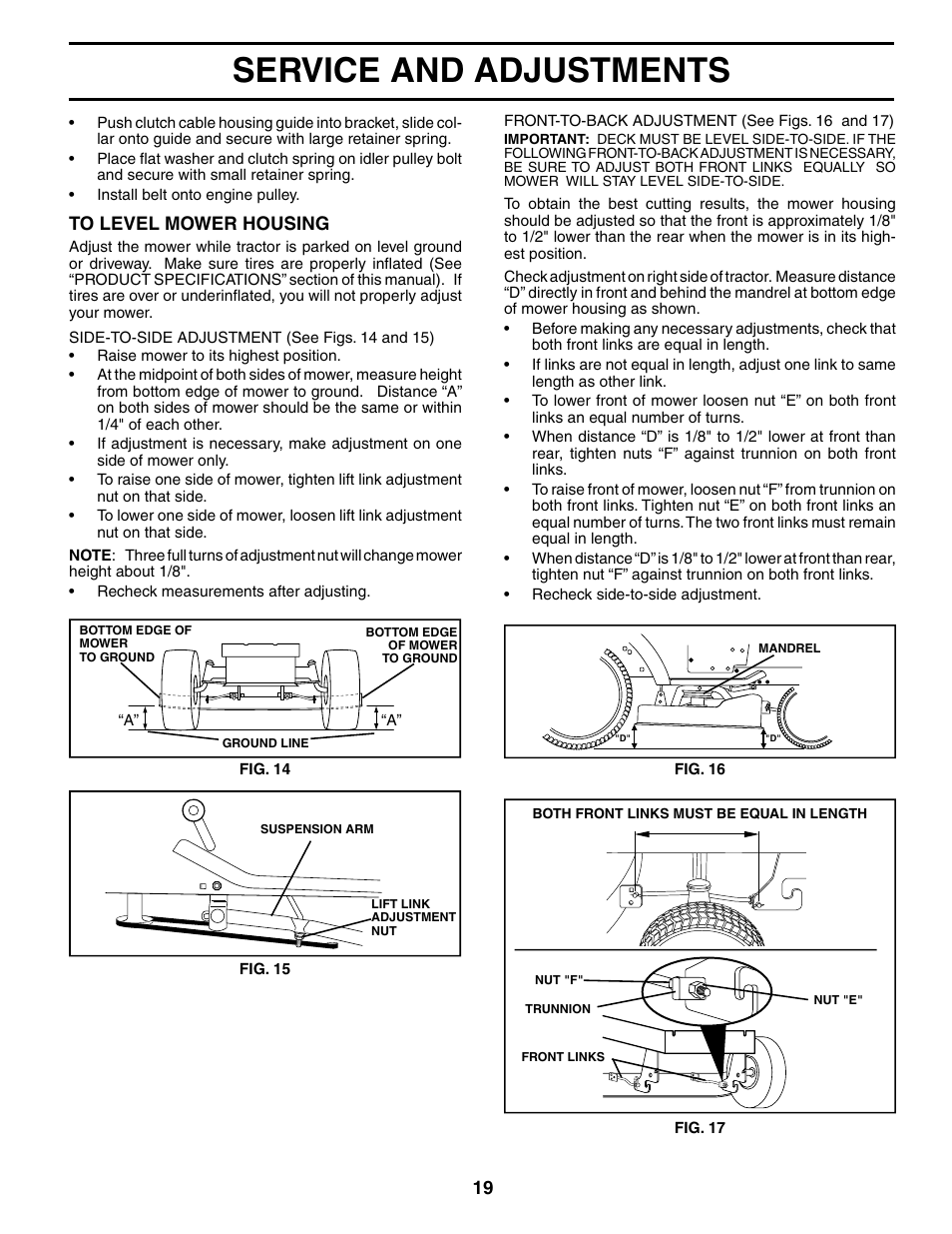 Service and adjustments | Poulan 187007 User Manual | Page 19 / 48