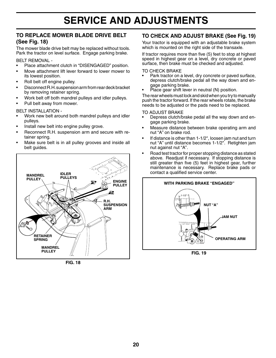 Service and adjustments | Poulan 187007 User Manual | Page 20 / 48