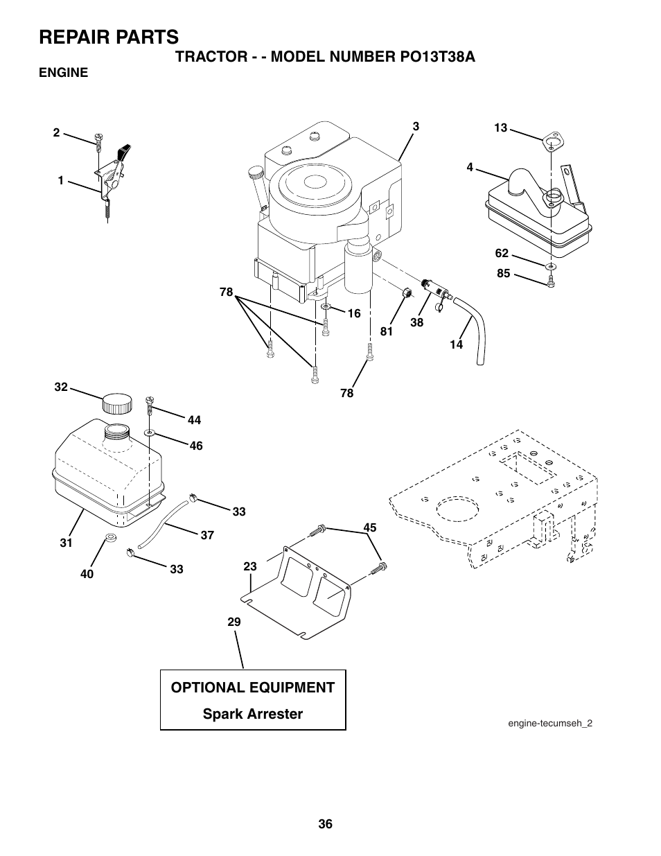 Repair parts | Poulan 187007 User Manual | Page 36 / 48