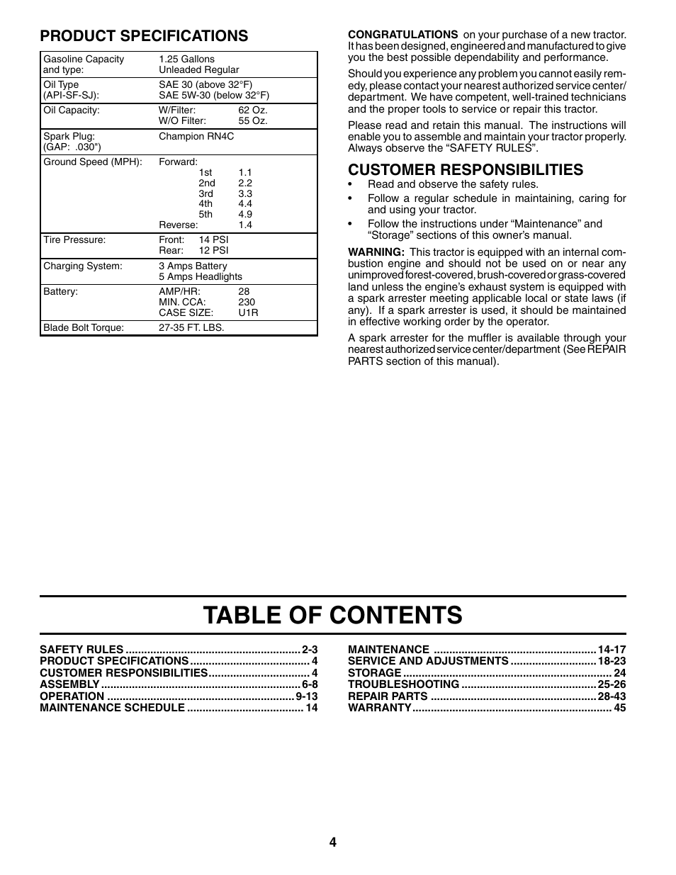 Poulan 187007 User Manual | Page 4 / 48