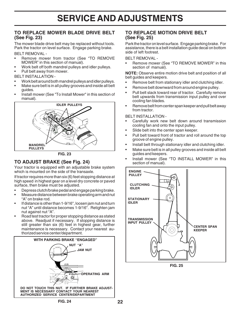 Service and adjustments | Poulan 183111 User Manual | Page 22 / 48