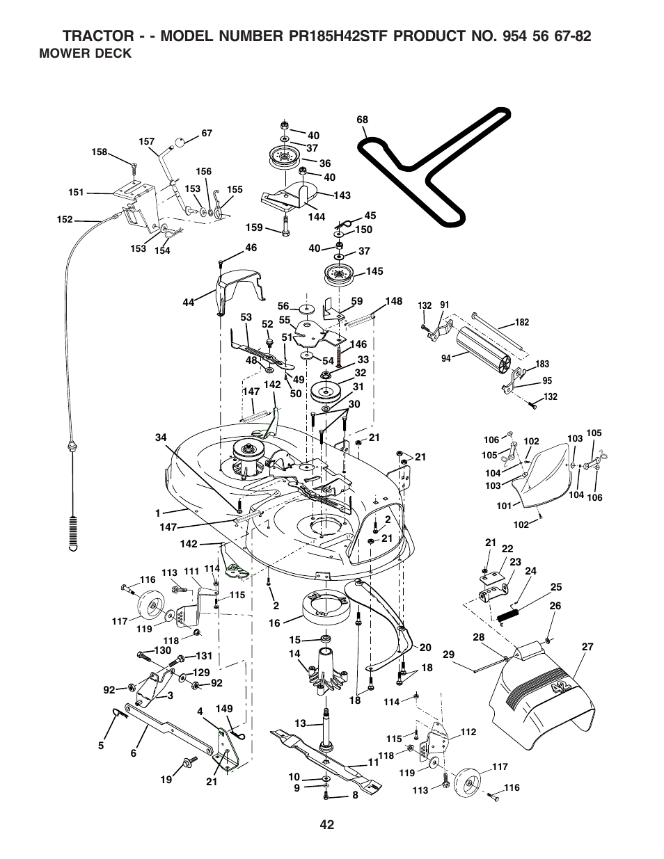Mower deck | Poulan 183111 User Manual | Page 42 / 48
