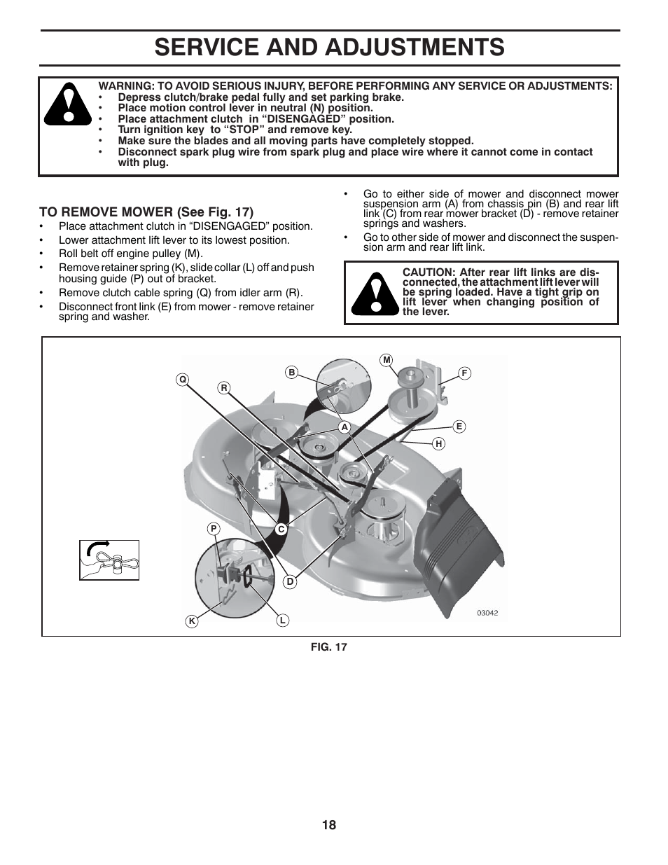 Service and adjustments | Poulan 403320 User Manual | Page 18 / 32
