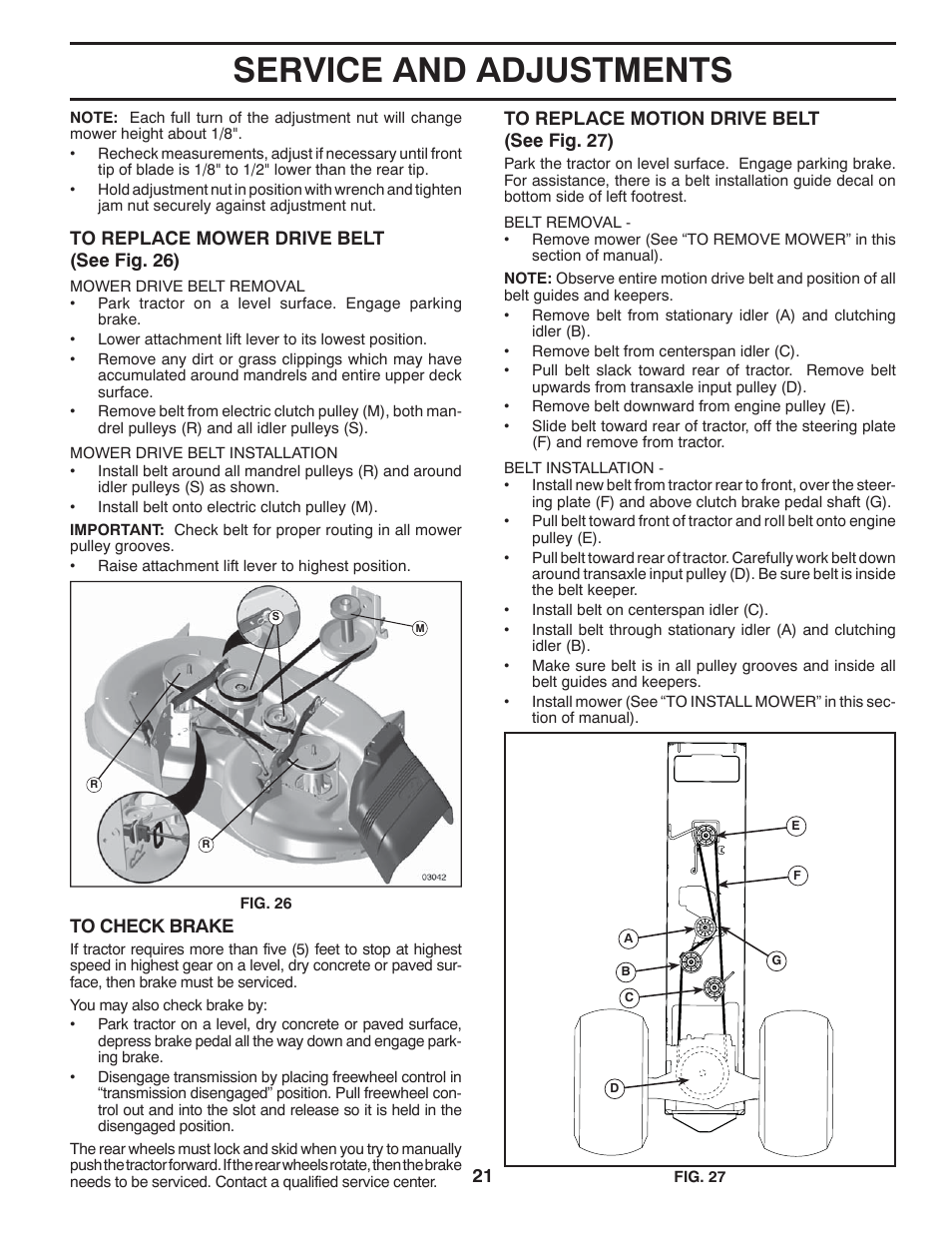 Service and adjustments | Poulan 403320 User Manual | Page 21 / 32