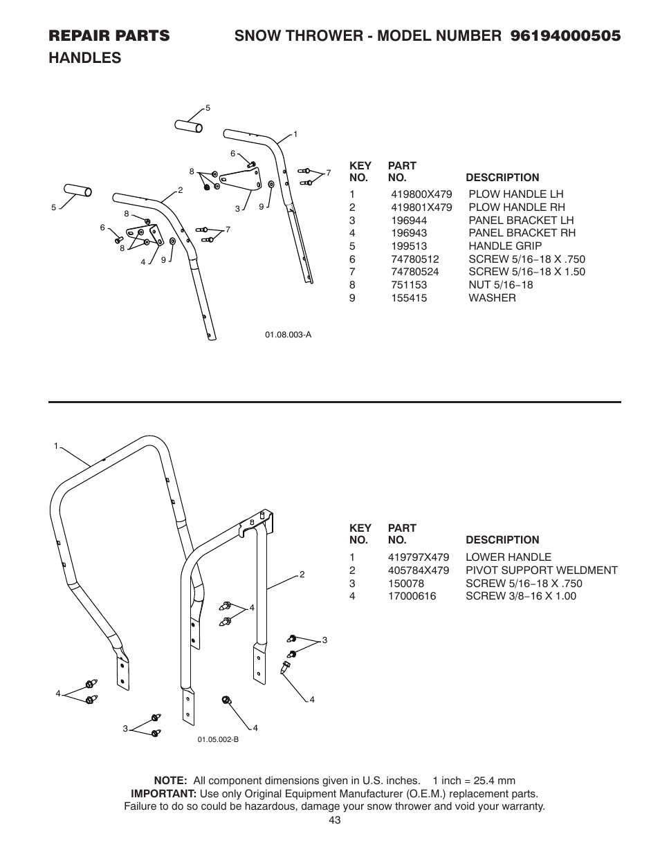 Poulan 96194000505 User Manual | Page 43 / 56