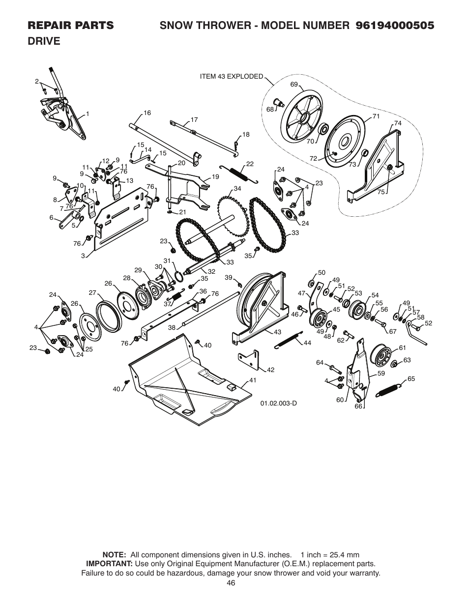 Poulan 96194000505 User Manual | Page 46 / 56