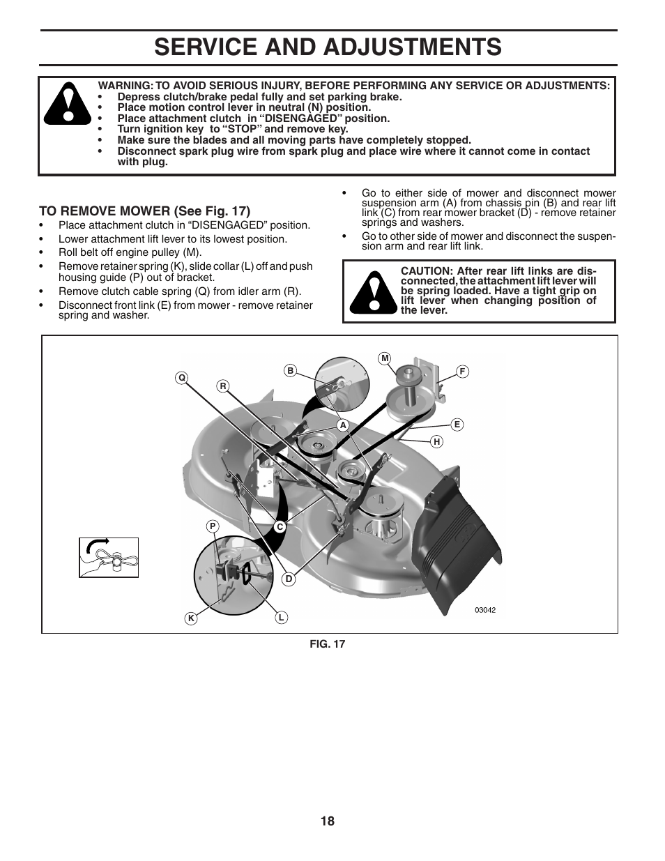 Service and adjustments | Poulan 402993 User Manual | Page 18 / 30